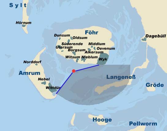 Karte der nordfriesischen Inseln und Halligen